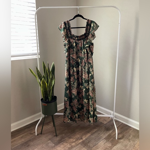 NWT - Jodifl Green boho paisley Garden Party Dress - Picture 3 of 14